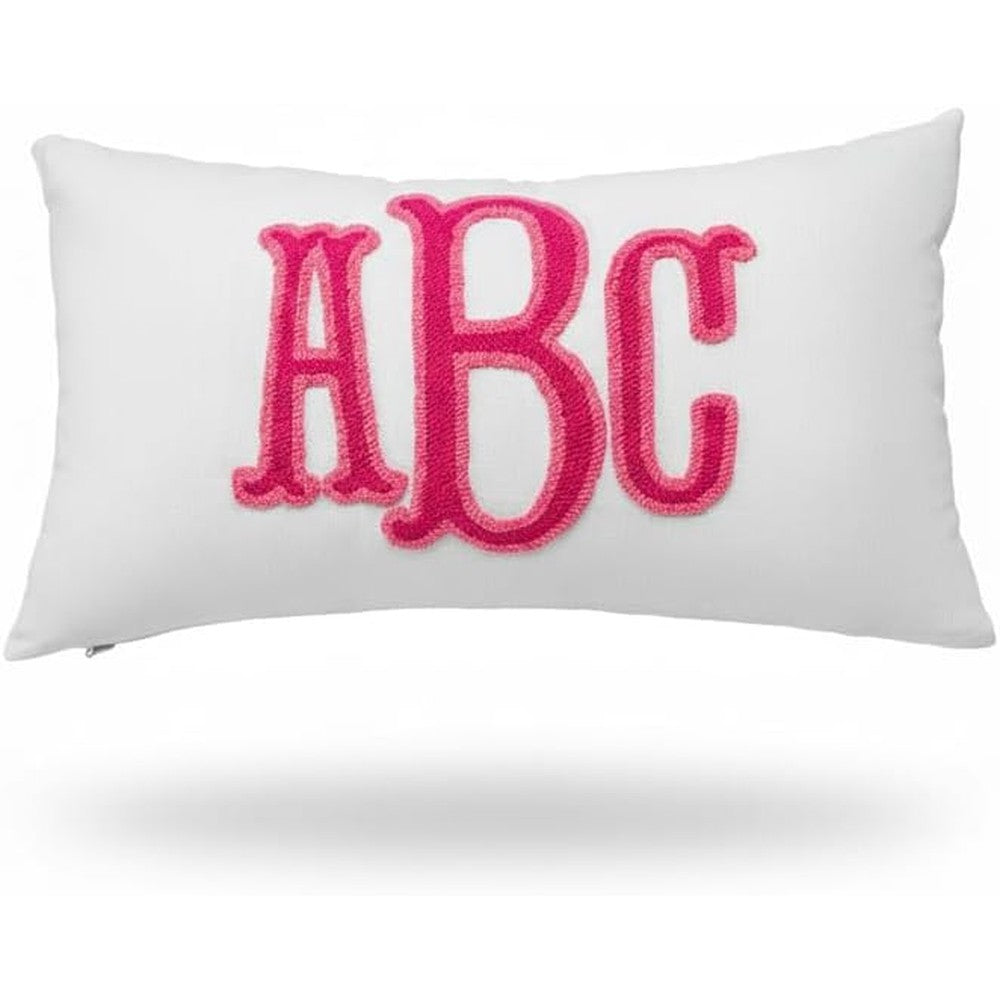 Mia'spillow Lab monogrammed punch needle lumbar pillow front view