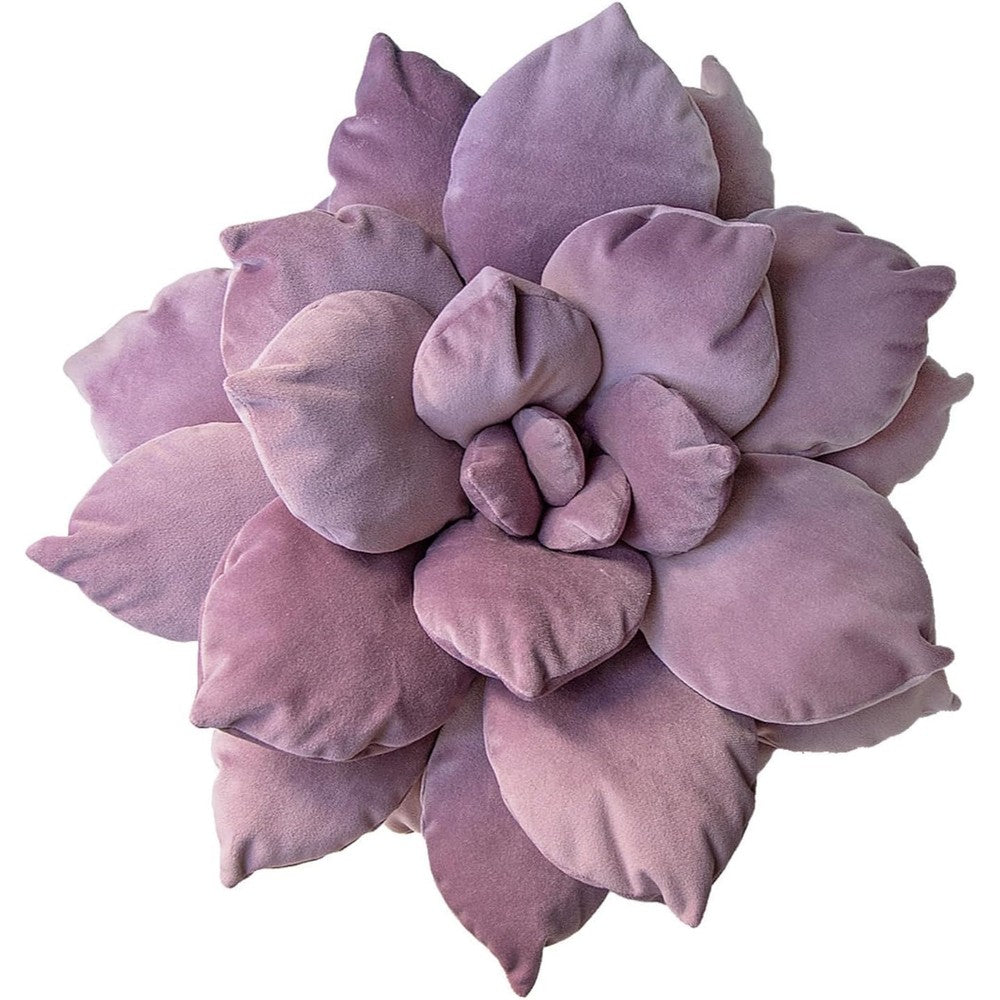 Hearthfire Hygge 3D purple succulent pillow front view