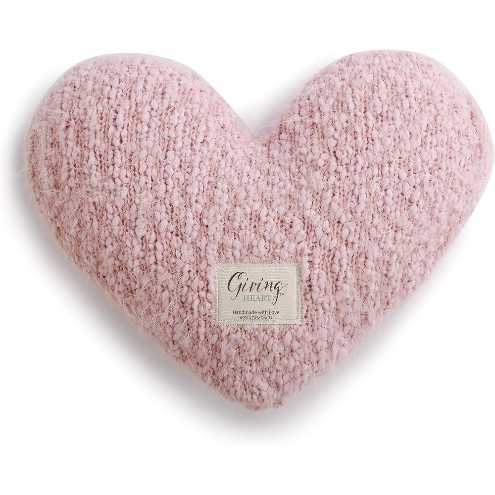 Demdaco pale pink heart shaped giving pillow front view