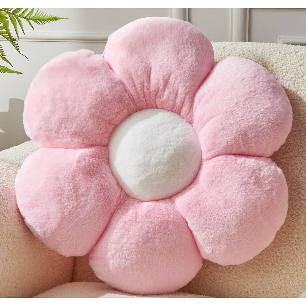 Vdoioe pink daisy flower shaped throw pillow front view