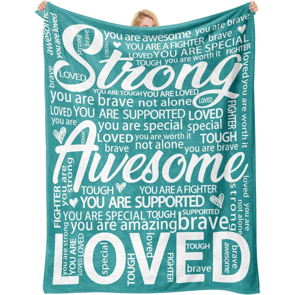 Hakumata teal healing hug blanket front view