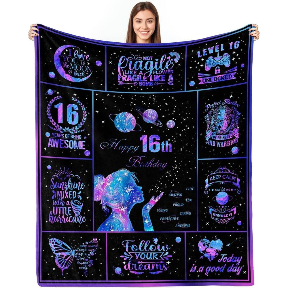 Hudodmn Sweet 16 Birthday Throw Blanket front view