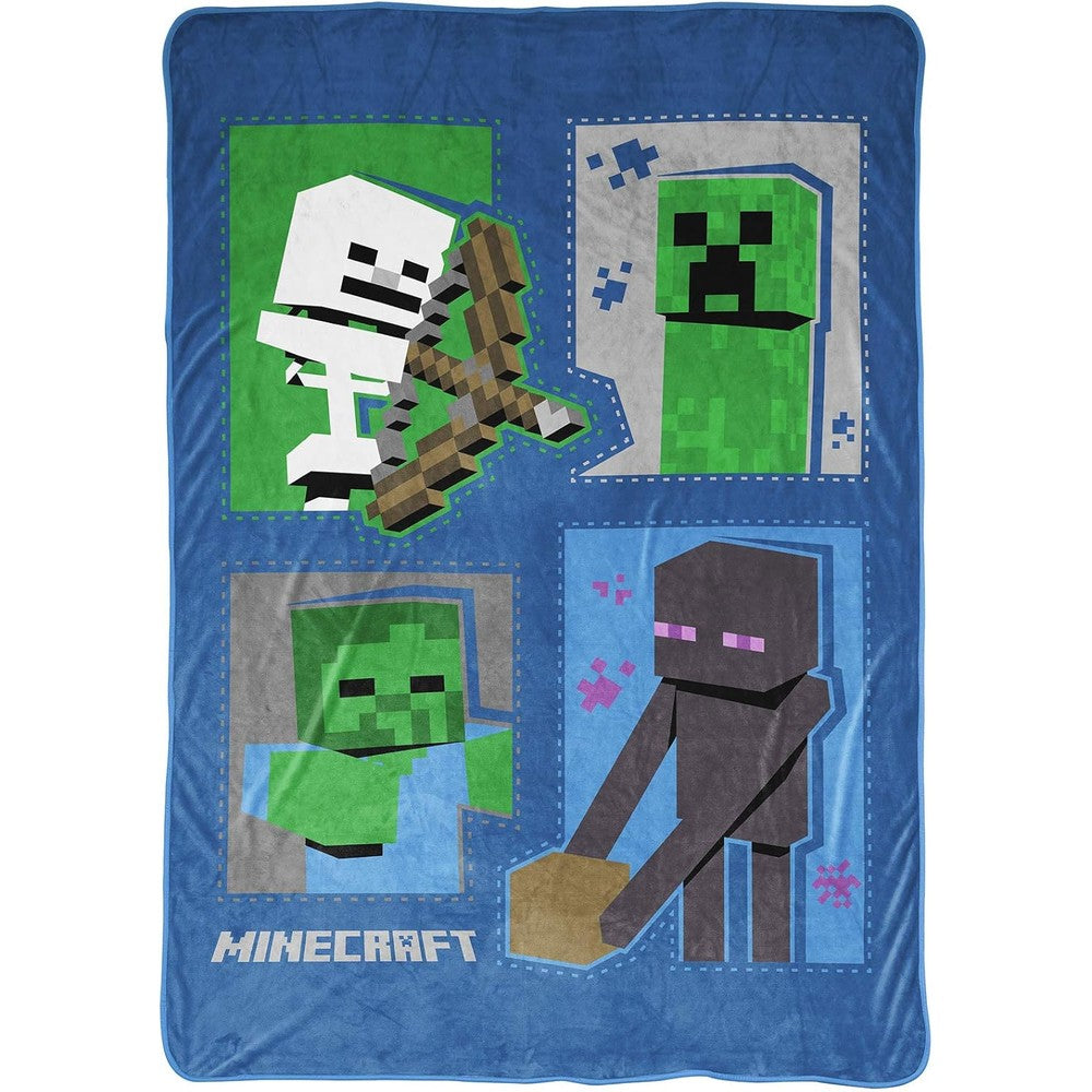 Jay Franco Minecraft Icons fleece blanket front view