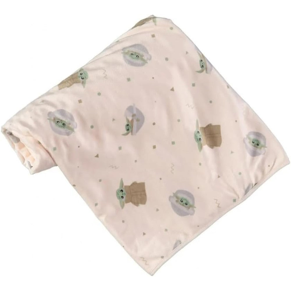 Star Wars Mandalorian Baby Unisex Plush Blanket front view with Grogu print