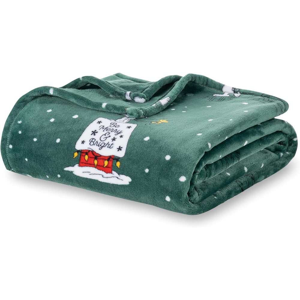 Berkshire Blanket Peanuts Snoopy Christmas throw front view