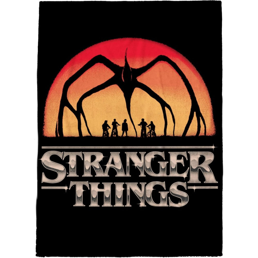 Jay Franco Stranger Things plush throw blanket front view featuring iconic Mind Flayer silhouette design.