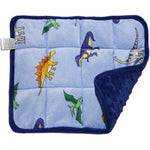 MAXTID Weighted Lap Pad for kids front view showing blue dinosaur pattern.