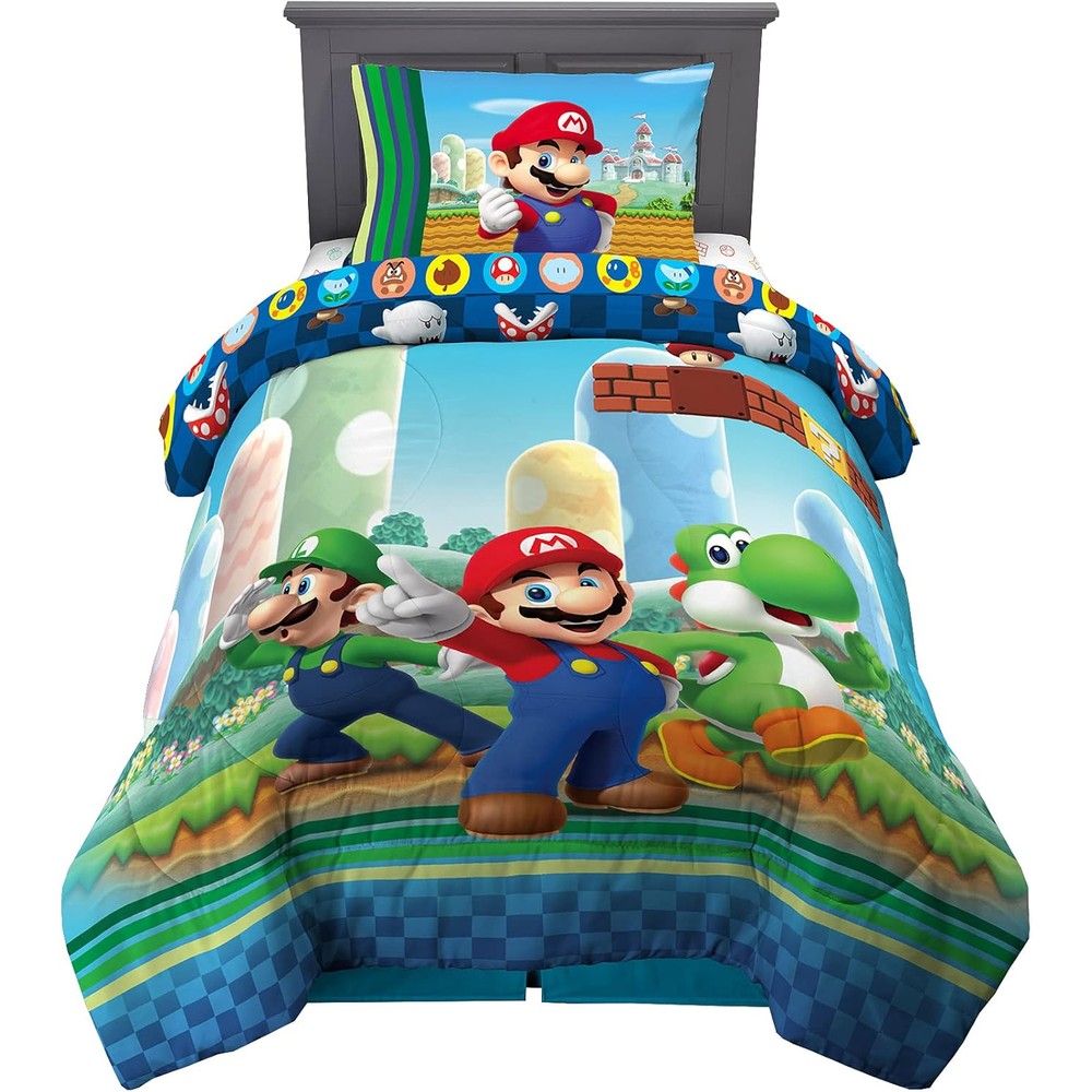 Franco Super Mario kids twin bedding 4 piece set front view