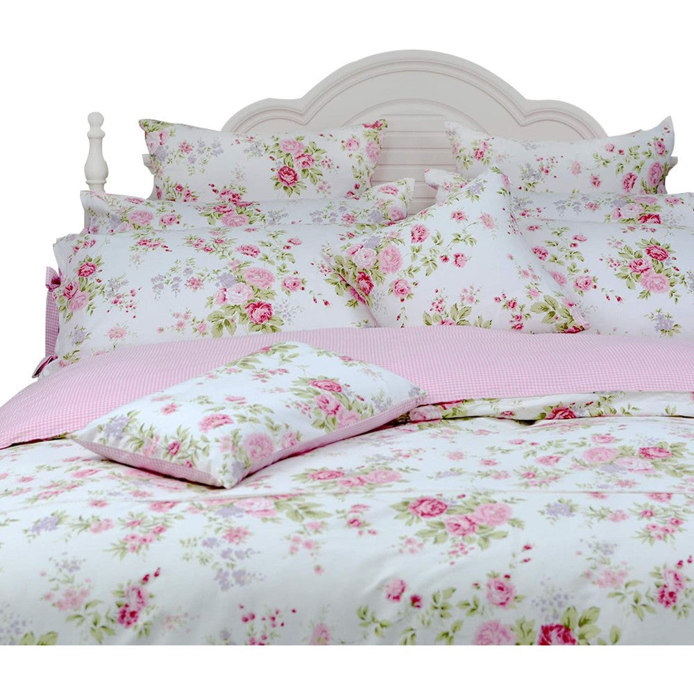 FADFAY rose floral duvet cover set front view on queen size bed