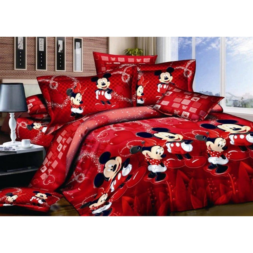 Haru Homie 100 percent cotton Mickey Mouse King size duvet cover set front view on bed