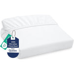 Royale Linens queen size white fitted sheet front view