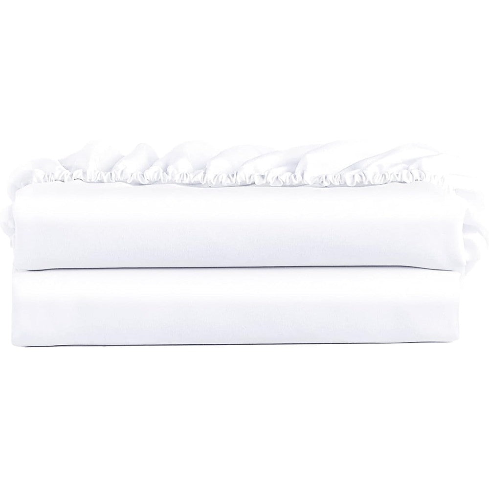 FreshCulture Twin Fitted Sheet 2-Pack front view in white