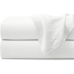 FLCA microfiber bedding flat sheet front view of crisp white twin sheets