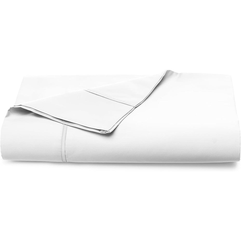 Pizuna pure cotton flat sheet twin xl white front view on a modern single bed