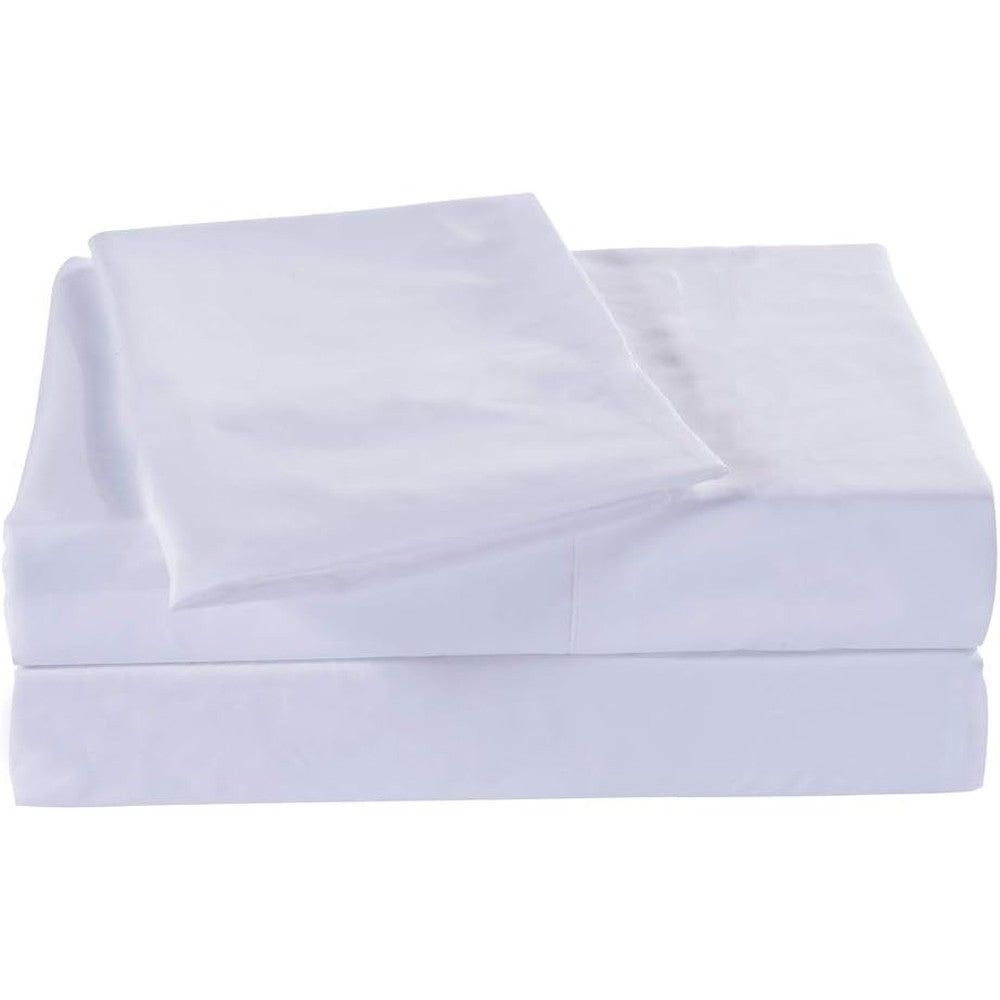 Meicotton Bedding twin size flat sheet in solid white front view