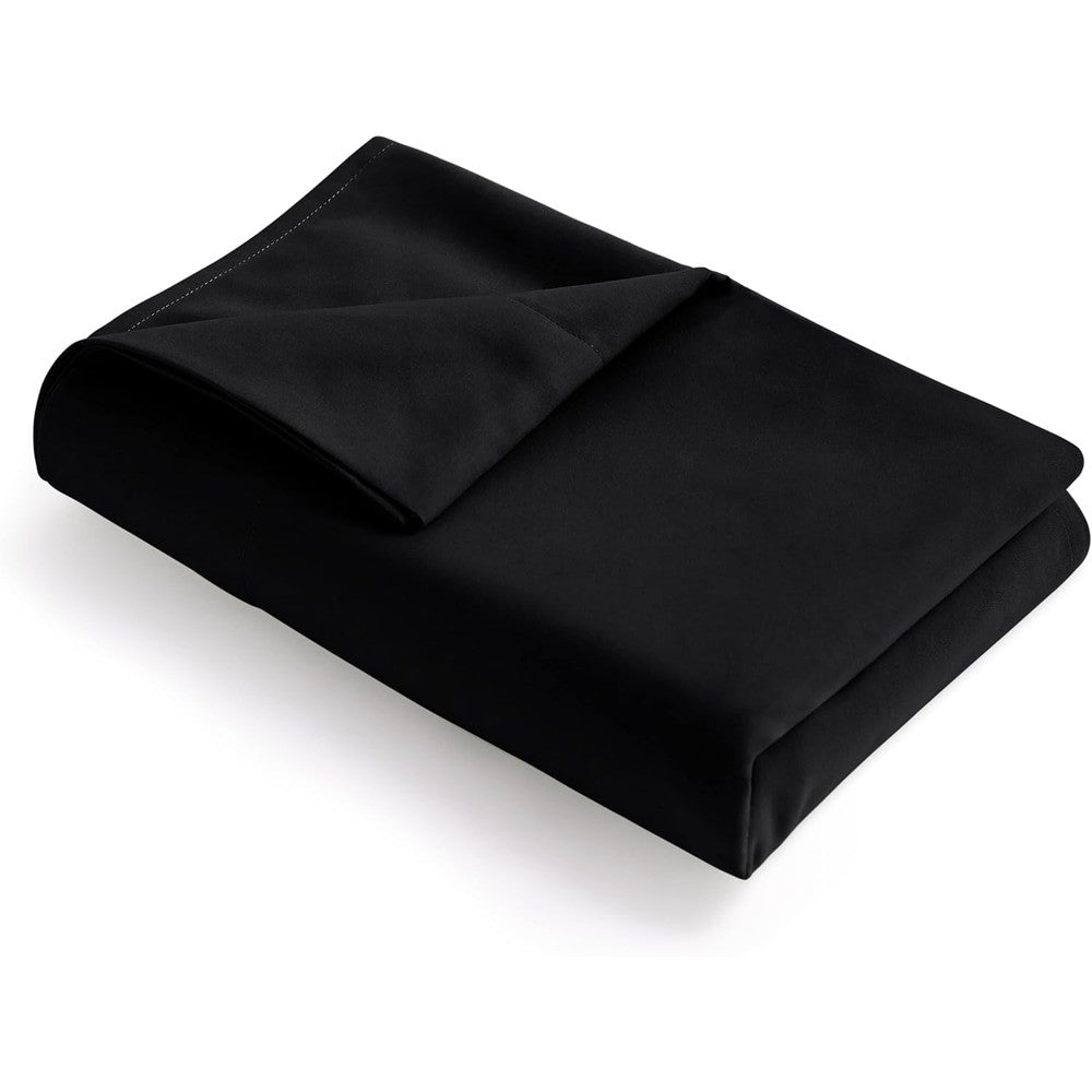 FLXXIE King Flat Sheet front view showing premium black microfiber fabric on a neatly made bed.