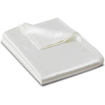 Ersmak satin flat sheet king size front view showcases glossy ivory white bedding texture.