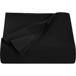 NTBAY brushed microfiber queen flat sheet in black laid out flat on a luxury bed front view