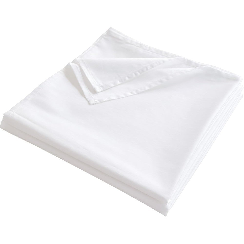 Warmstar 100 percent cotton Queen white flat sheet front view displaying premium sateen fabric texture.