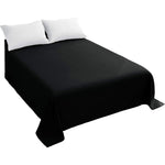 Sfoothome Queen Flat Sheet Black Top Sheet front view displaying the smooth premium 1500 thread count microfiber texture.