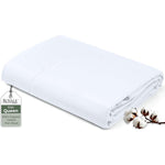 Royale Linens organic cotton queen flat sheet front view on a styled mattress