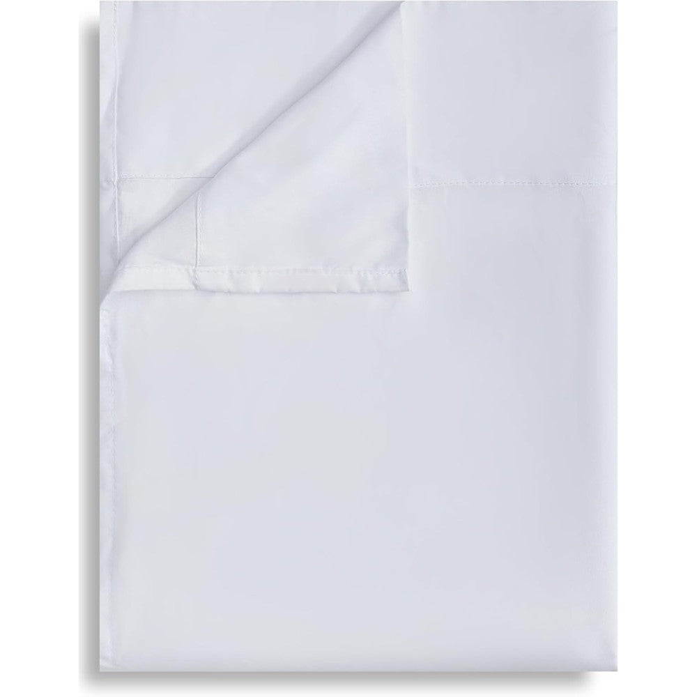 Culve white twin flat sheet front view laid smoothly over a mattress.