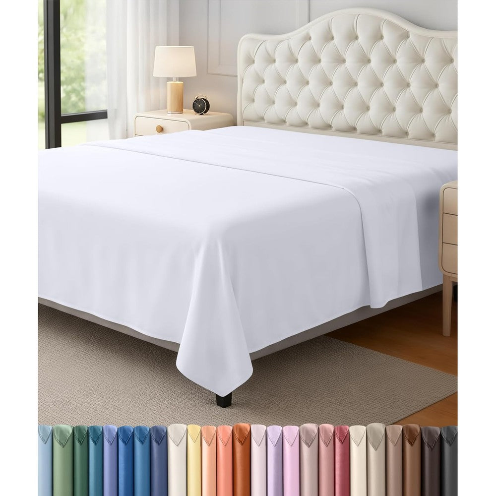Utopia Bedding flat sheet queen size white top view