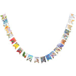 Crafter King Book Garland front view hanging across a bedroom wall as literary decor.