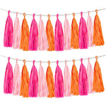 Aimto rose red pink and orange tassel garland banner packaging view for party backdrop setup