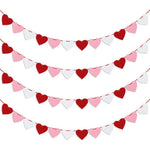 Partyprops felt heart garland banner front view of red pink and white hanging decorations