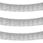 BEISHIDA metallic foil fringe garland three pack silver front view party background decoration