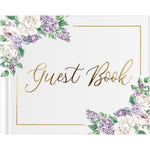 Swanique elegant floral wedding guest book front cover view