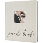 Vienrose linen wedding guest book front cover view
