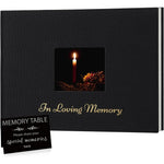 Xkdous linen funeral guest book front view with gold stamping