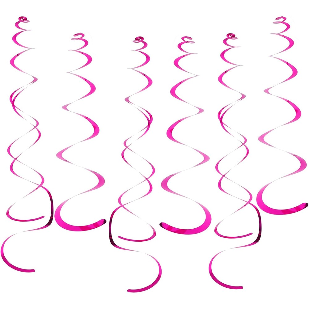 Fumwase Hot Pink Party Swirl Decorations front view pack layout