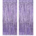 TOTAFAM light purple foil fringe curtains front view backdrop for birthday party decorations