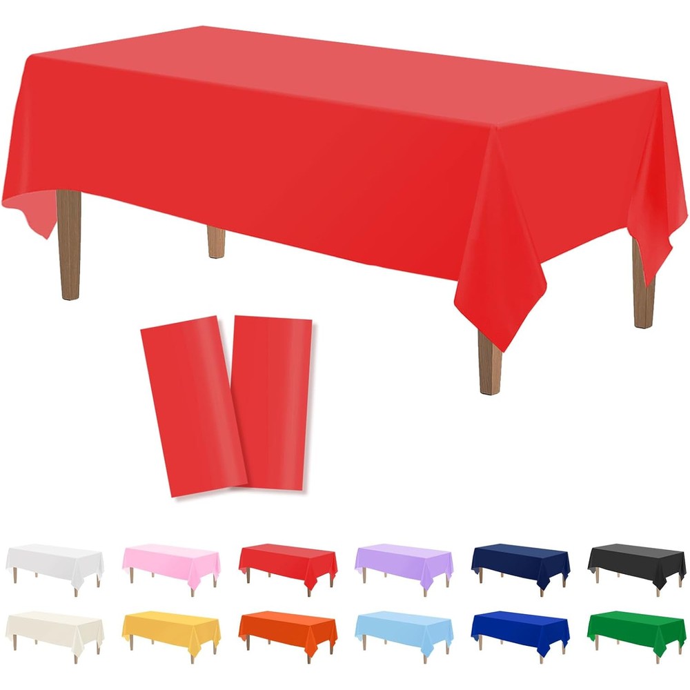 Kopokita red plastic tablecloths 2 piece set front view