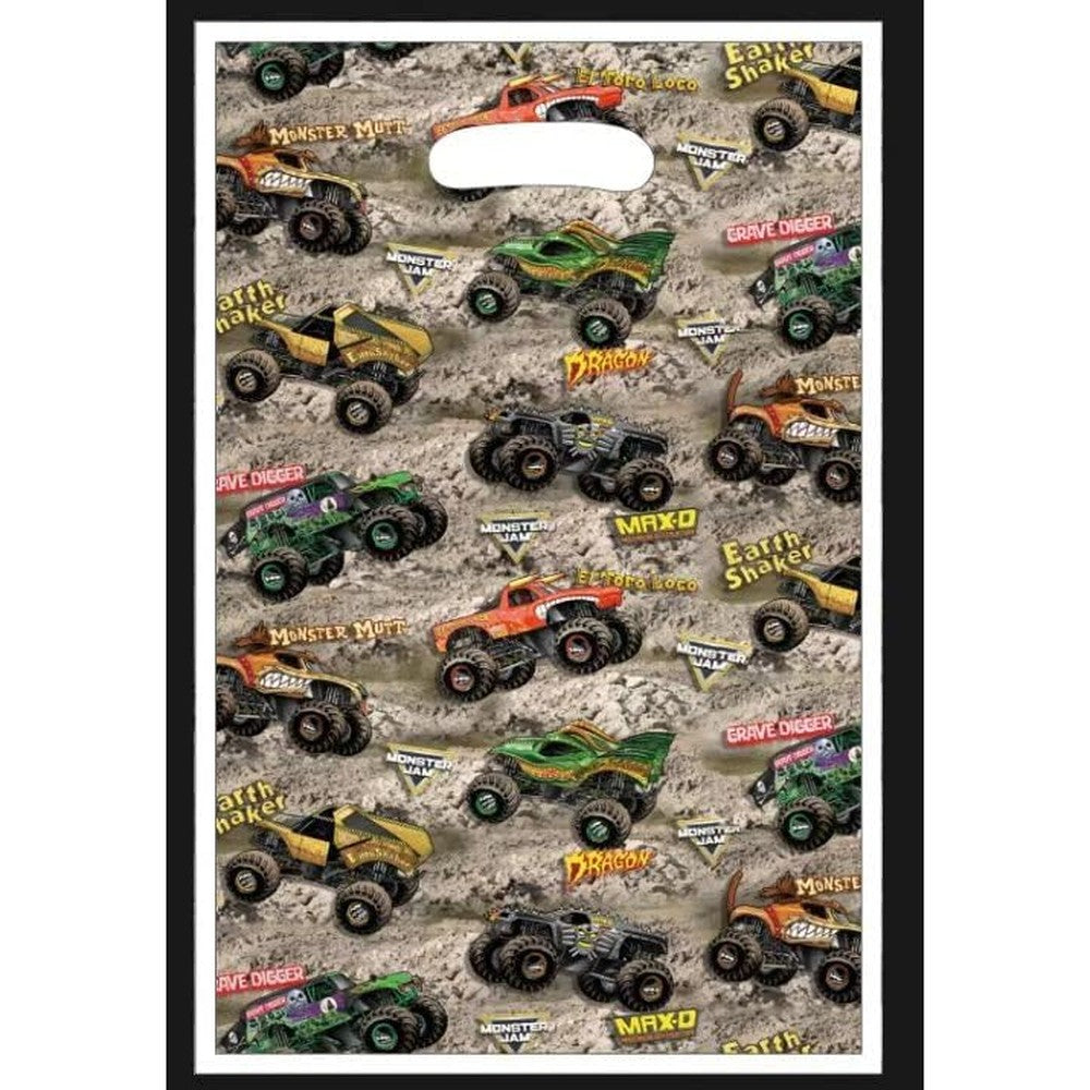 Generic monster truck birthday party gift bags front view for kids