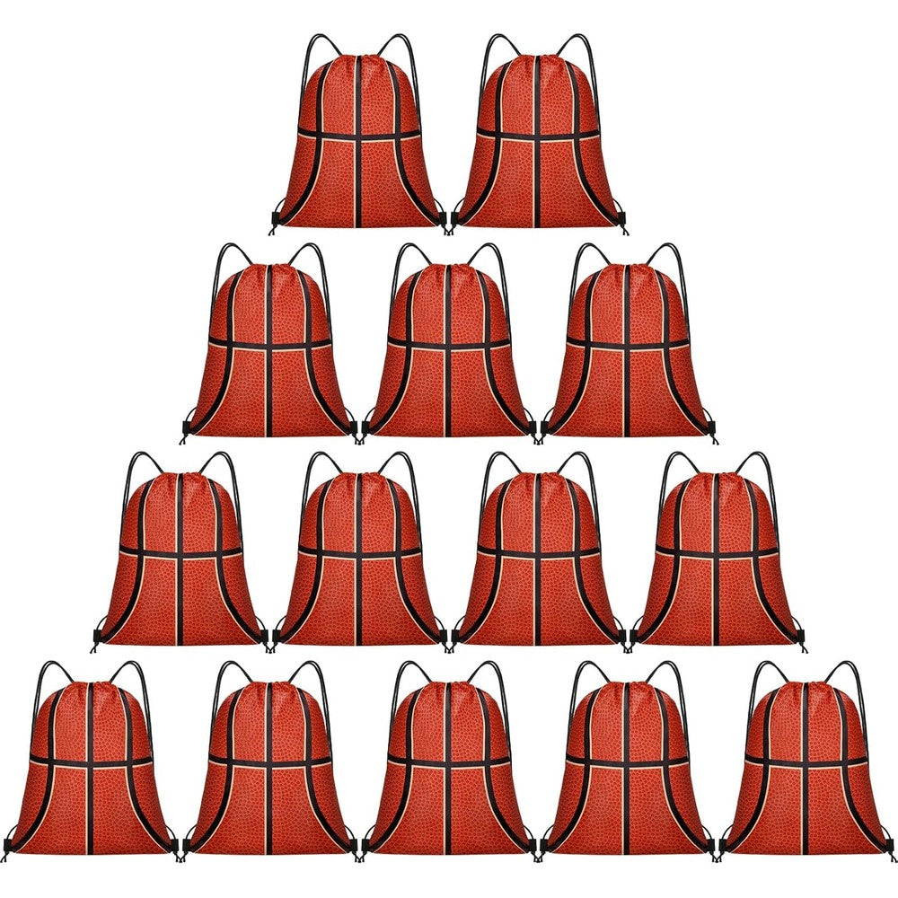 Grneric 14 Pieces Drawstring Backpack Basketball front view layout showing authentic sports design
