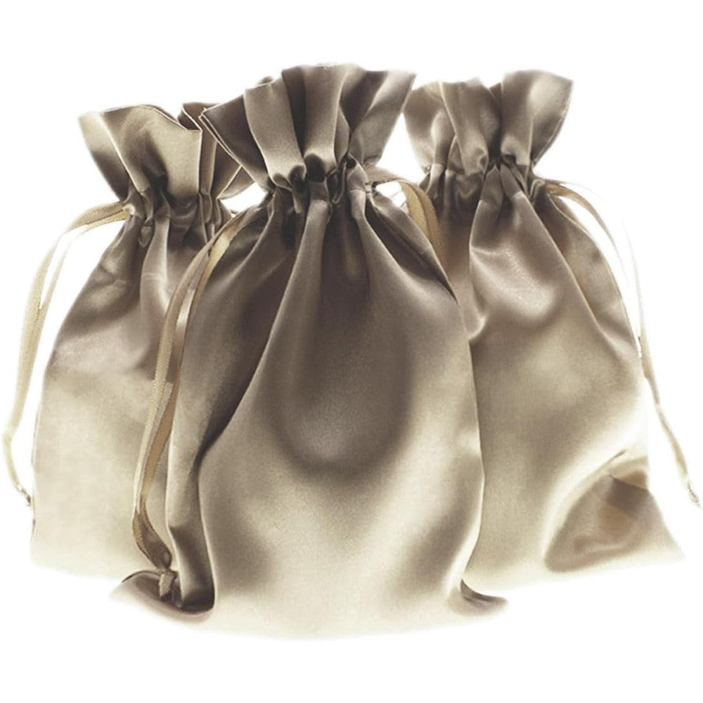 Knitial champagne satin gift bags set of 50 front view
