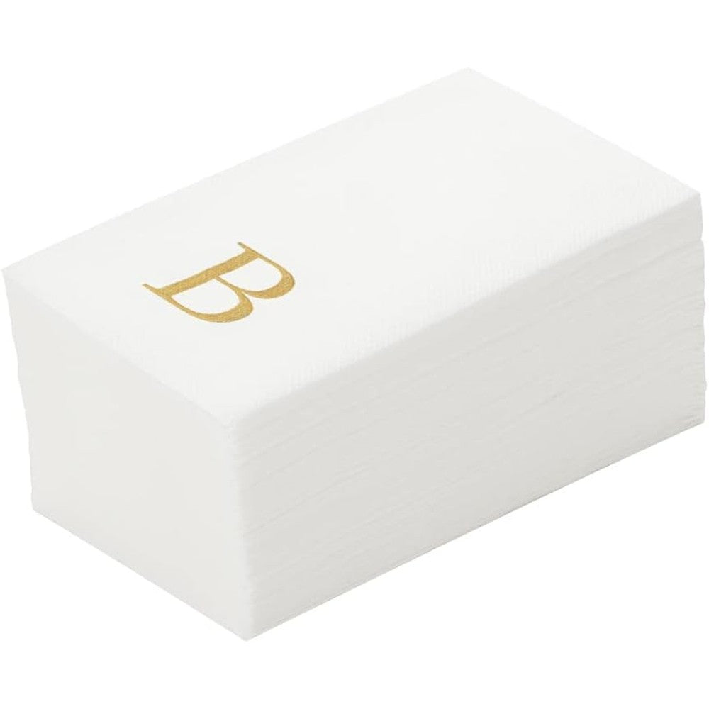 Restaurantware Luxenap linen-feel guest towels with gold letter B