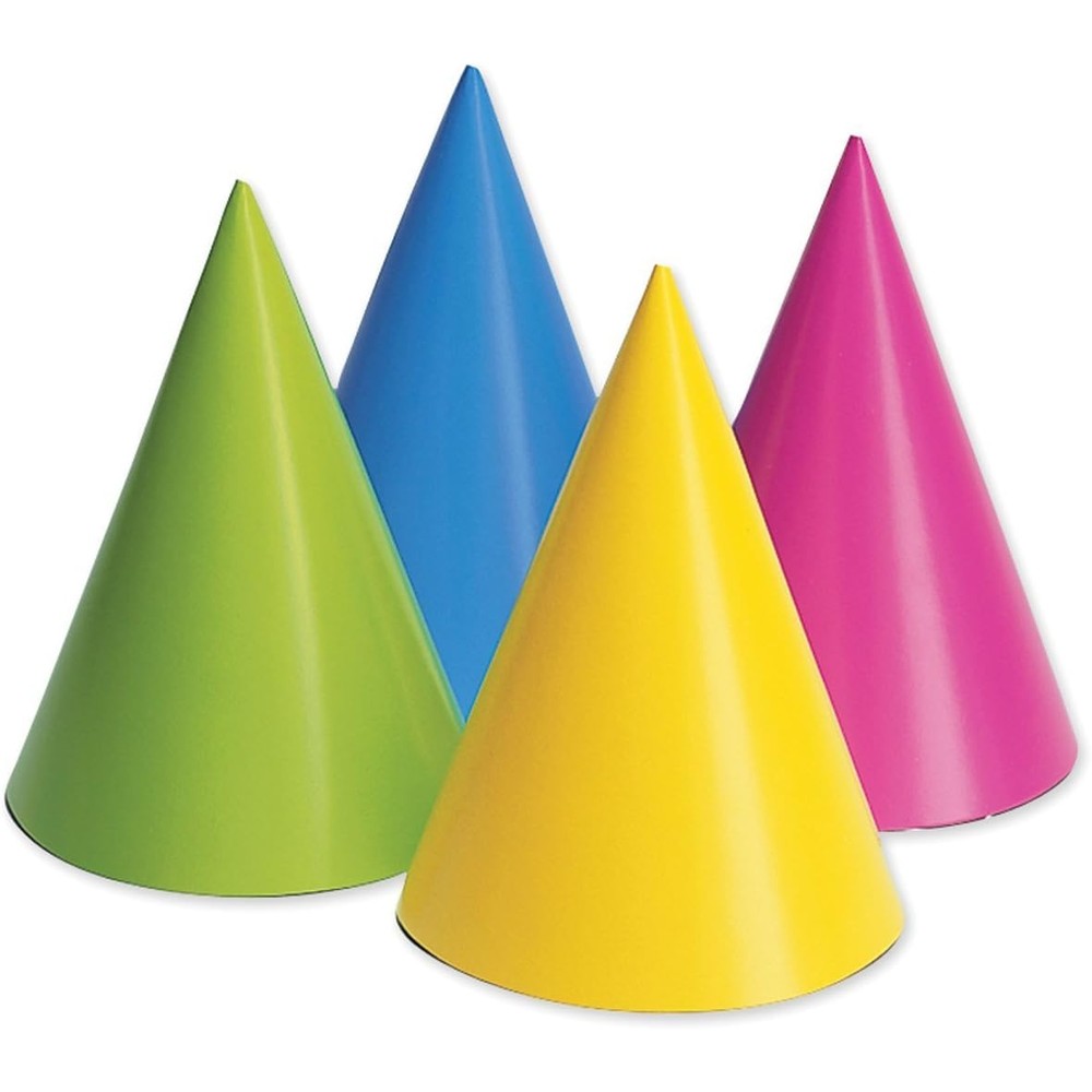 Creative Converting party hats assorted neon front view party accessory