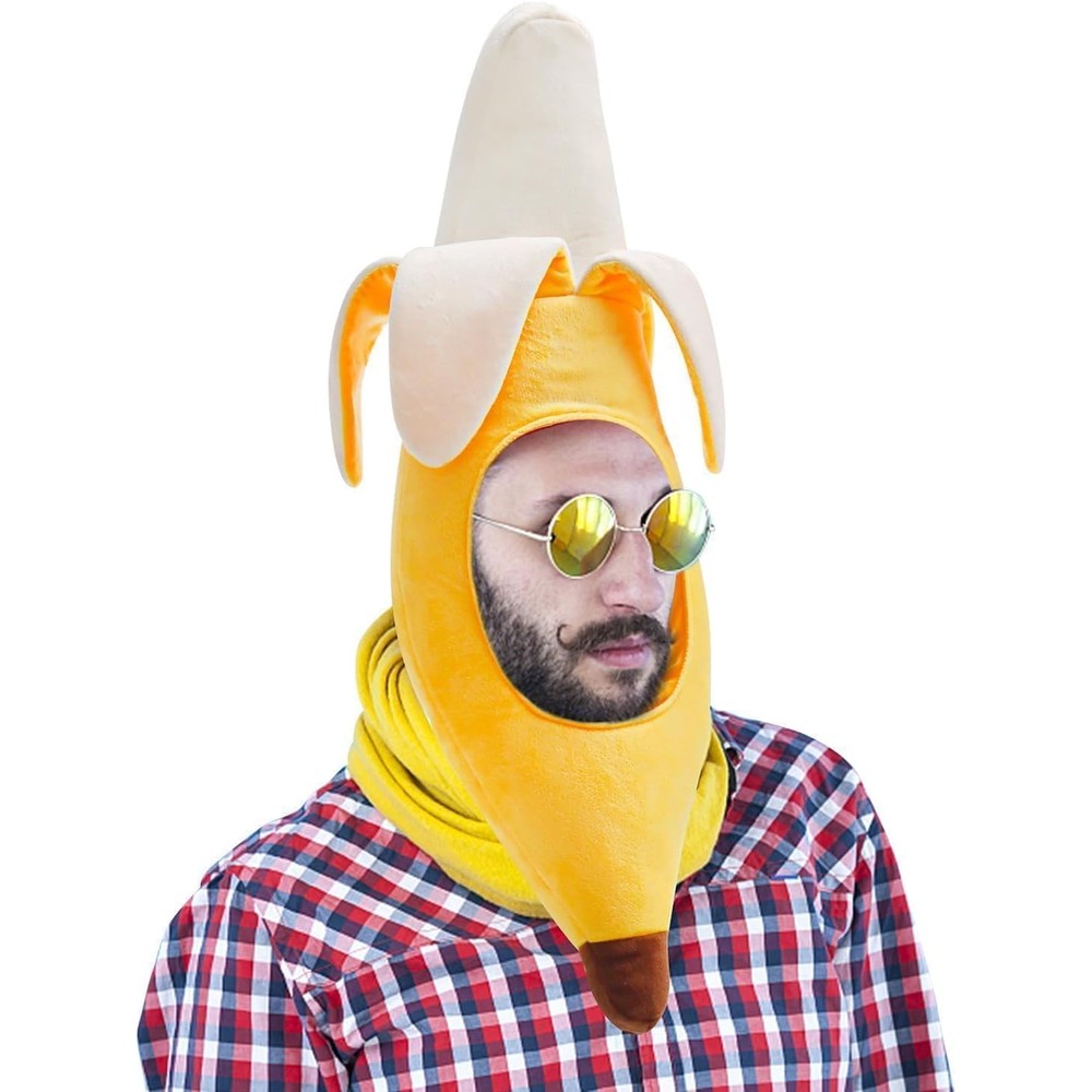 Warmtree Cute Banana Suit Plush Hat front view