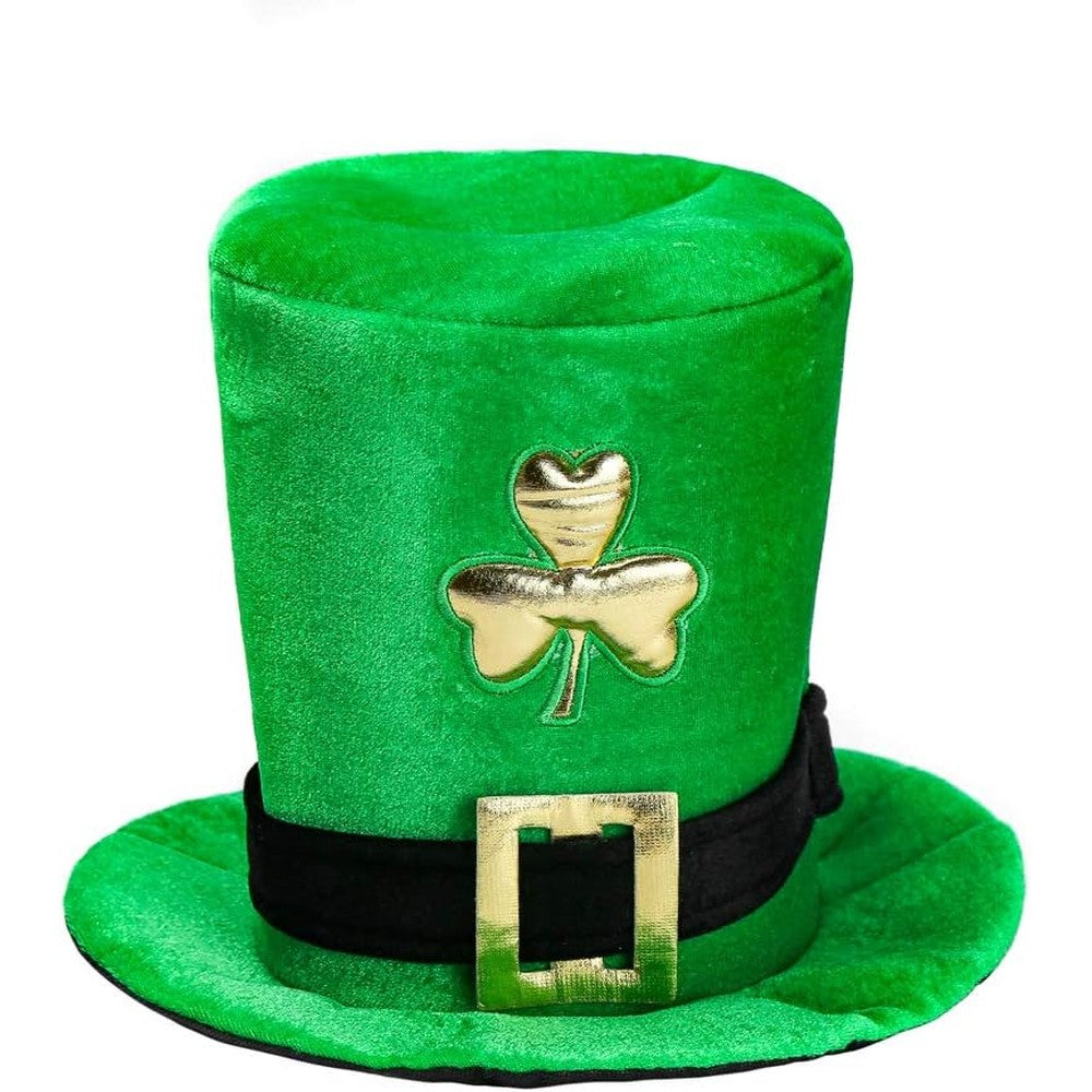 Ccinee Irish shamrock top hat front view green stovepipe accessory