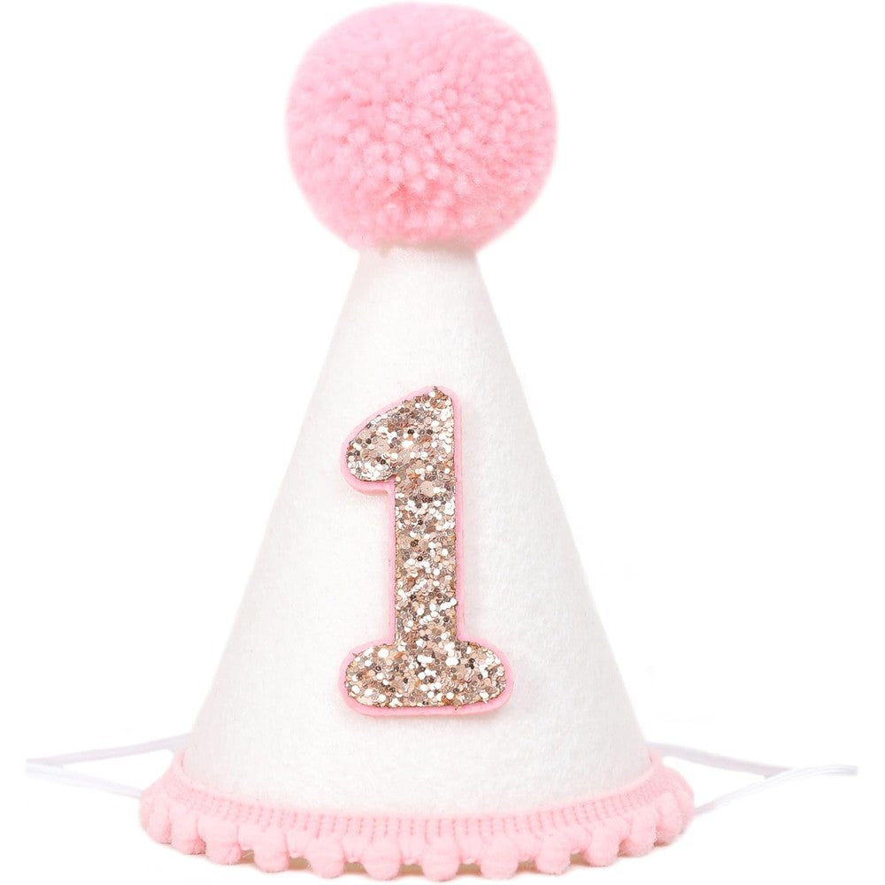 Hiklo Pink First Birthday Party Crown front view