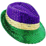 Wgudzpj Mardi Gras hat fedora sequin cap front view