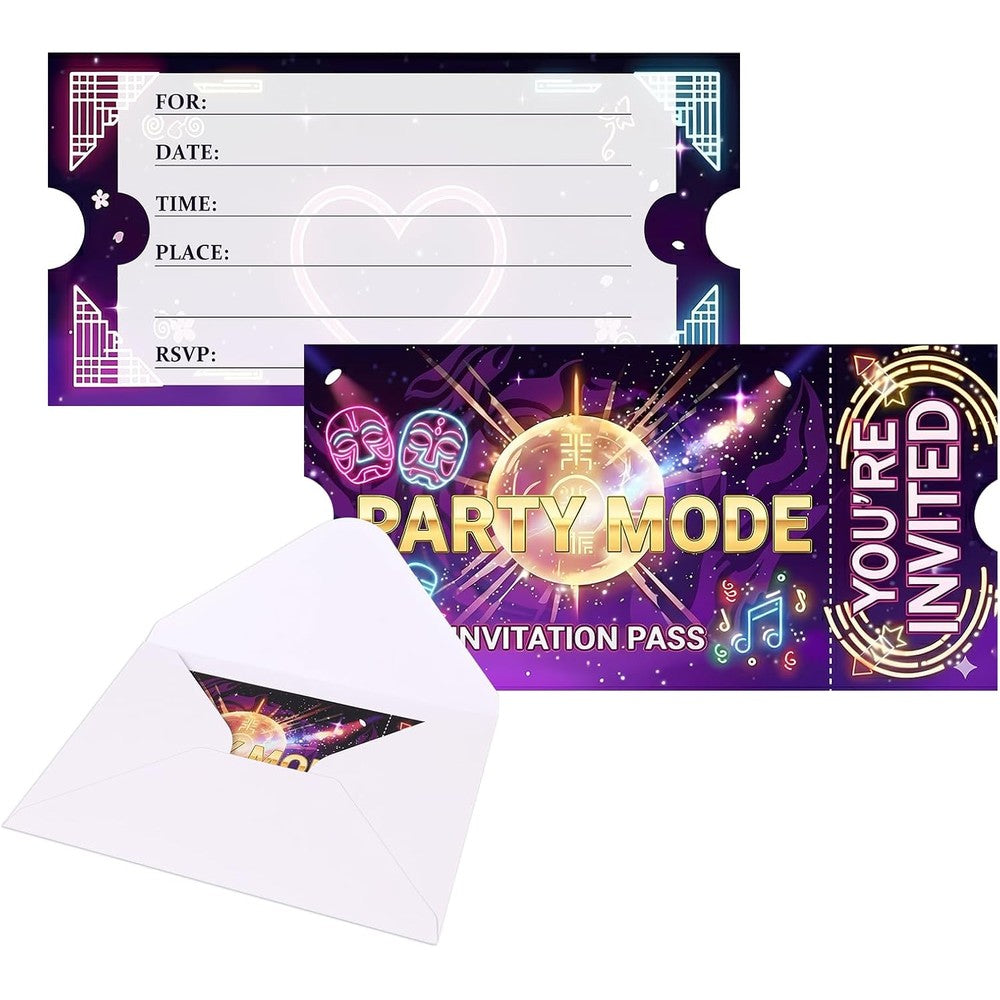 Tintinwiwigo Hunters Theme Birthday Invitation Cards front view showing purple anime graphics