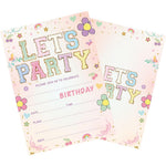 Qinghemengxia flower birthday invitations front view showing colorful floral design