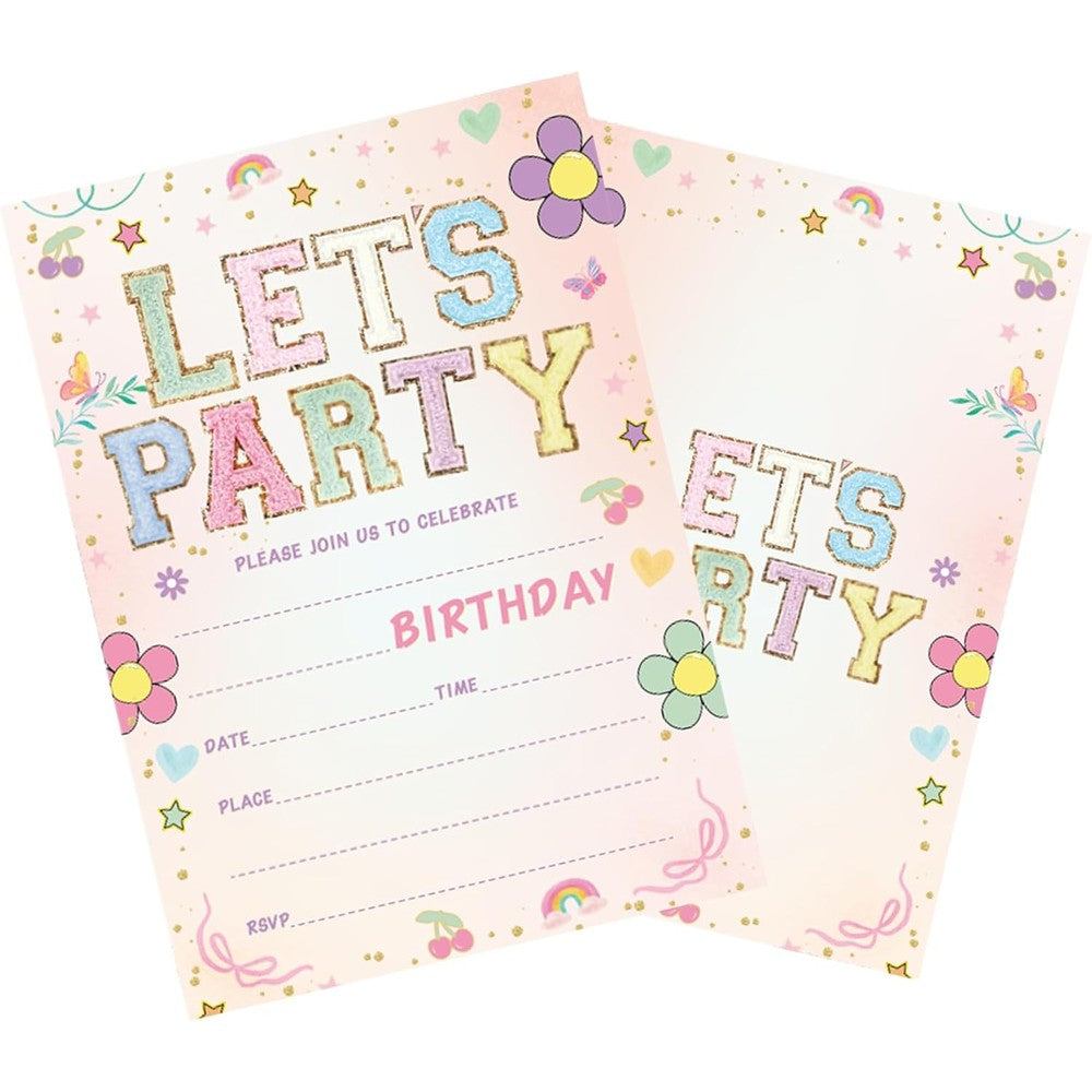 Qinghemengxia flower birthday invitations front view showing colorful floral design