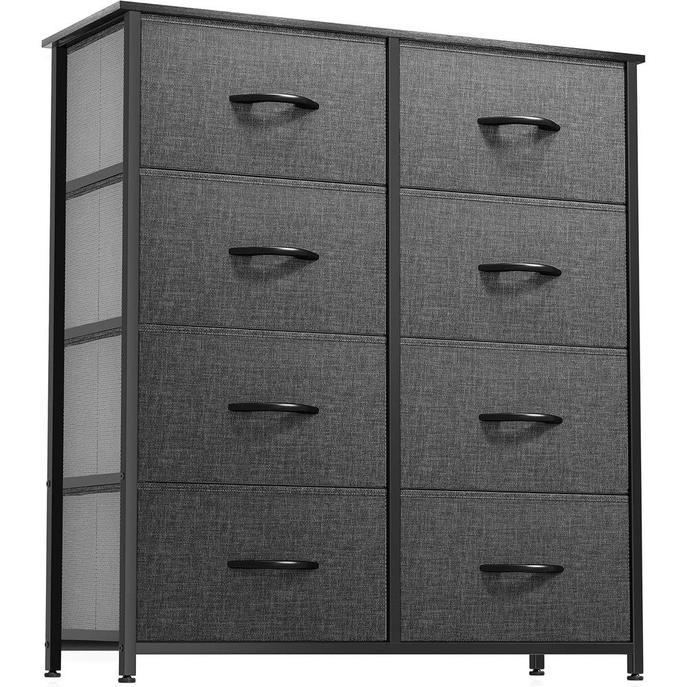 DWVO 8 drawer fabric dresser front view in bedroom